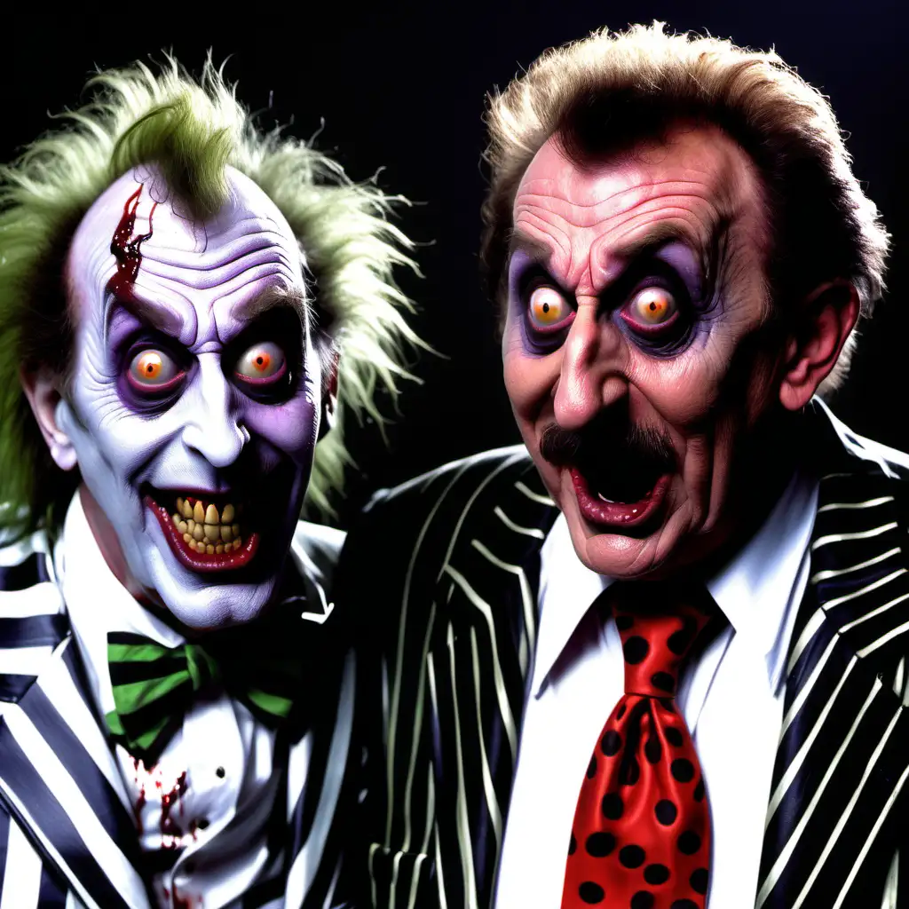 chuckle brothers  beetlejuice, evil,  scary, angry, blood eyes, bit eyes
