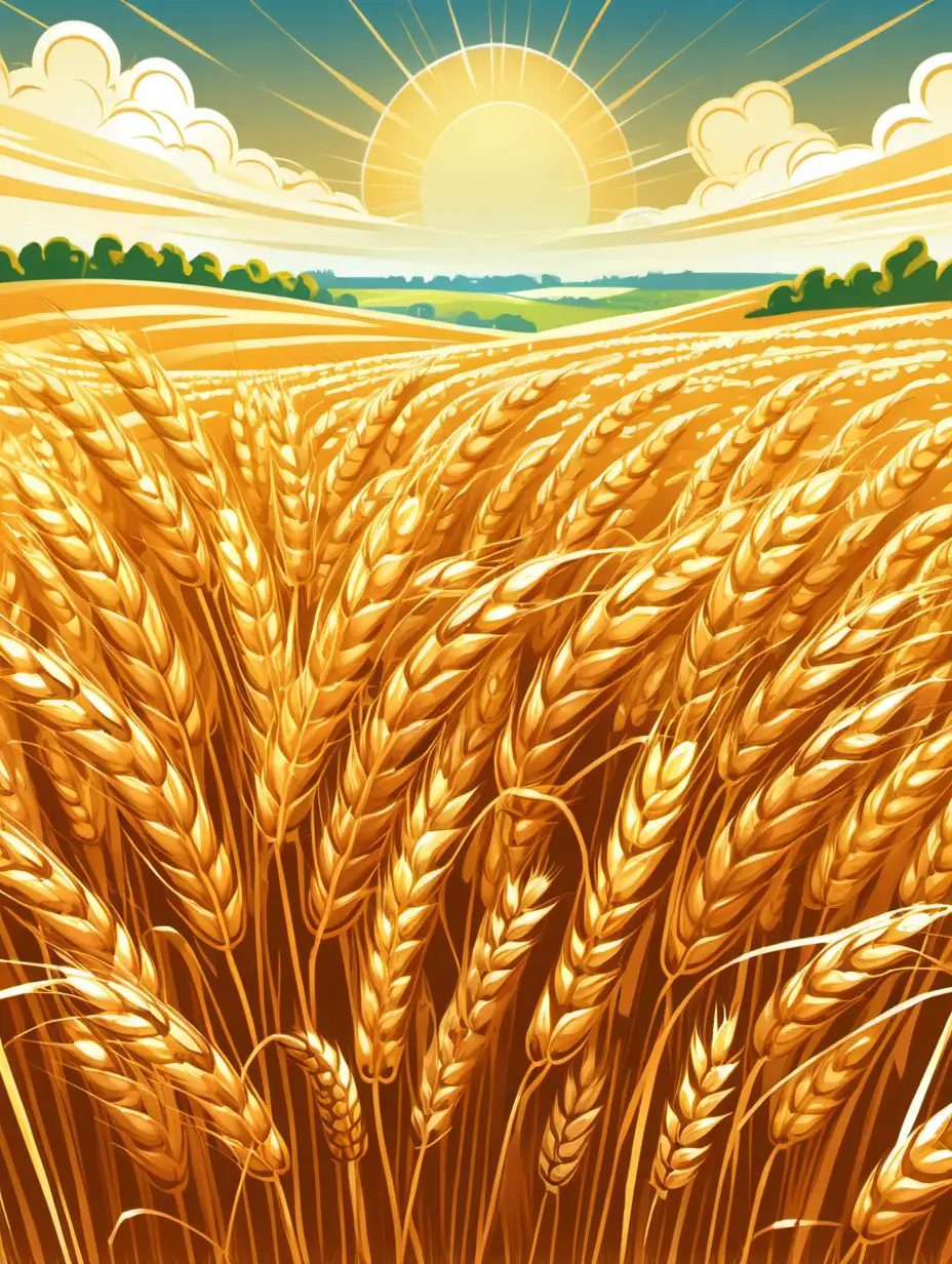 wheat field, illustration, gold, summer, vhq