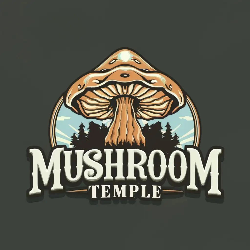 logo, blank, with the text "MUSHROOM TEMPLE", typography
