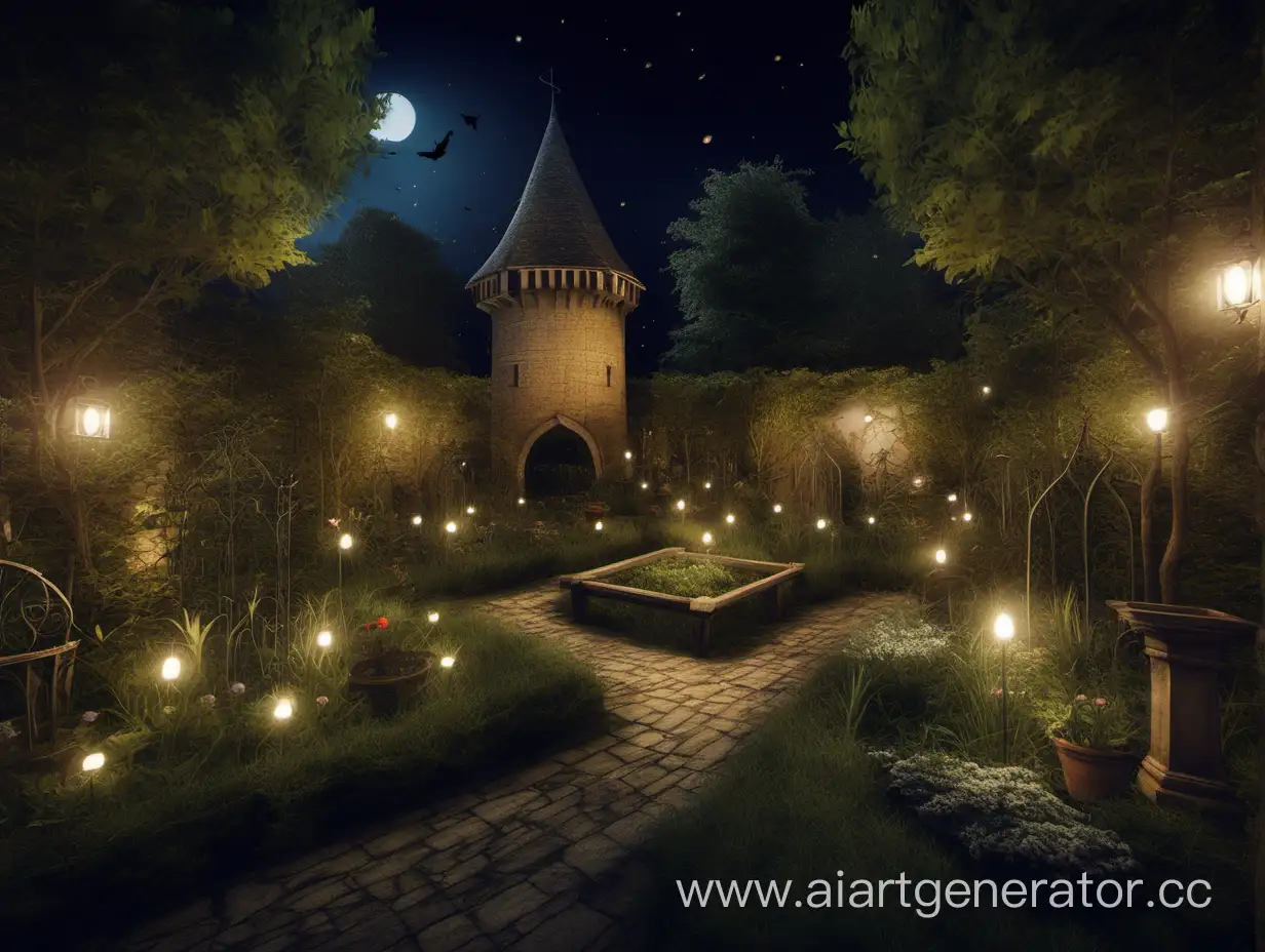 Enchanting-Medieval-Garden-Night