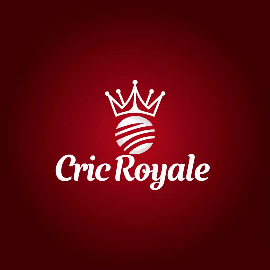 a logo design,with the text "Cric Royale", main symbol:cricket ball and bat crown red and white
,Moderate,be used in Sports Fitness industry,clear background
