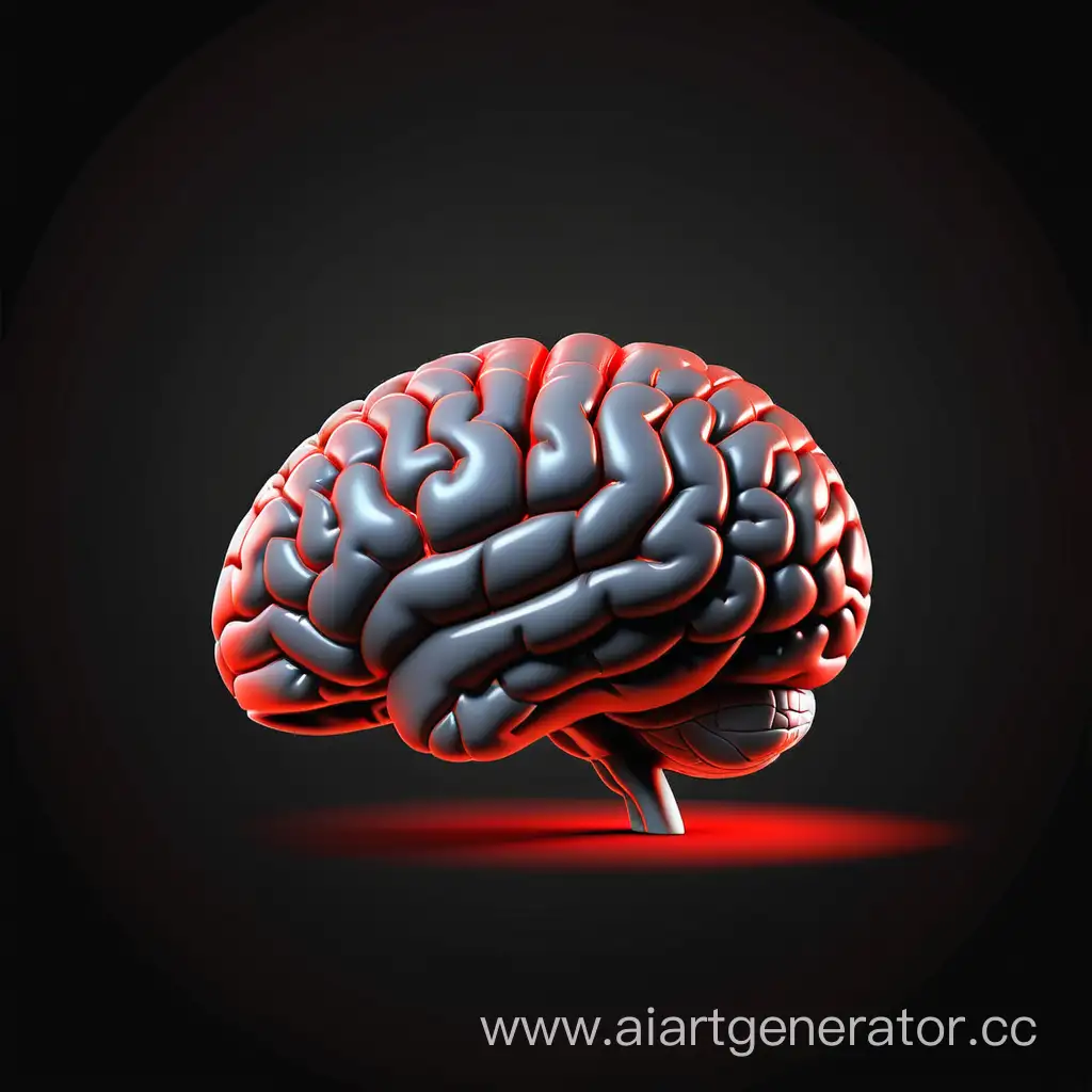 Vibrant-Red-Brain-on-a-Sleek-Black-Background