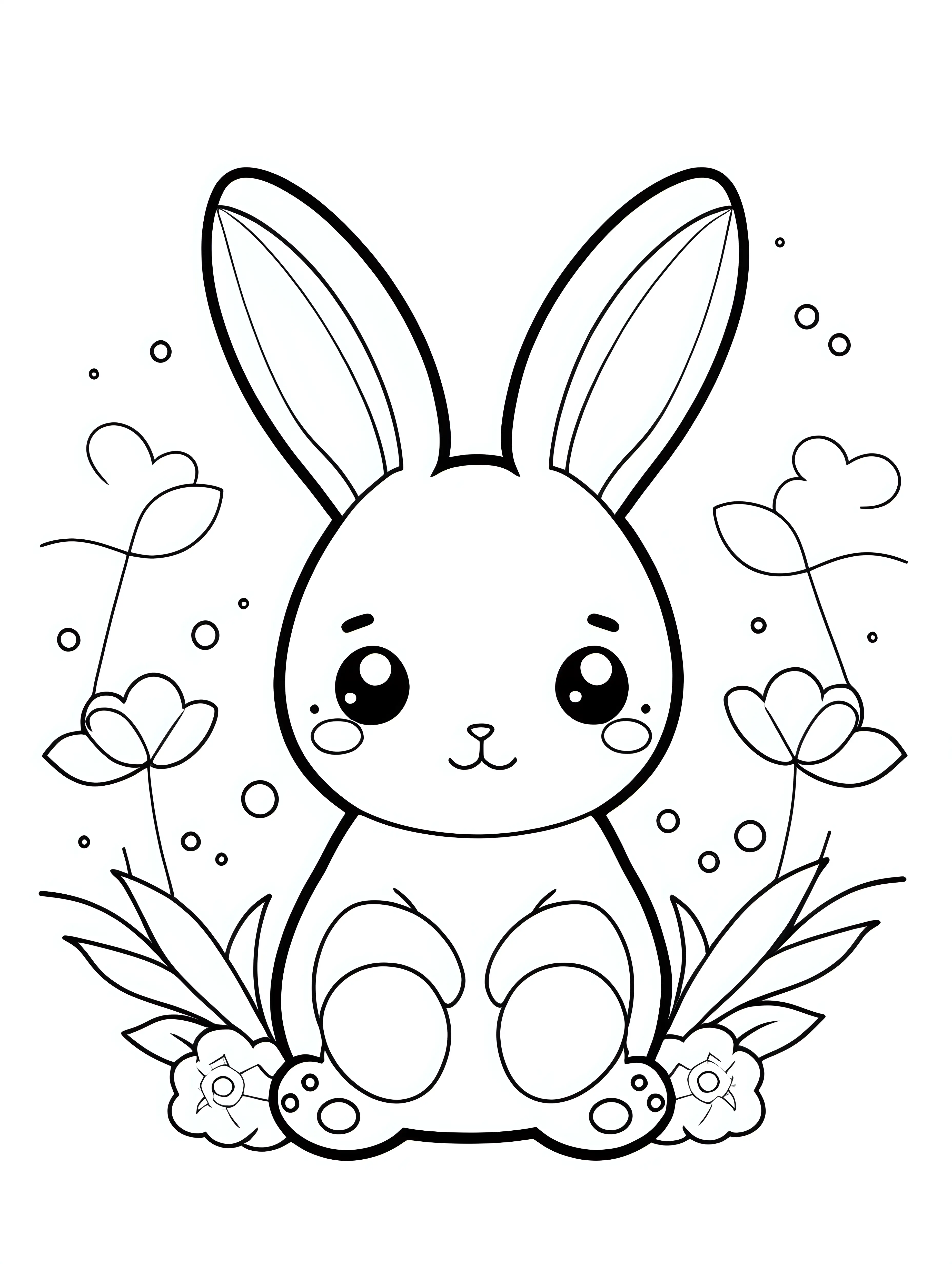 colouring page of A minimalistic kawaii bunny 

