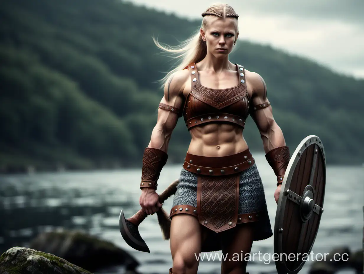 девушка викинг, с мускулистым телом