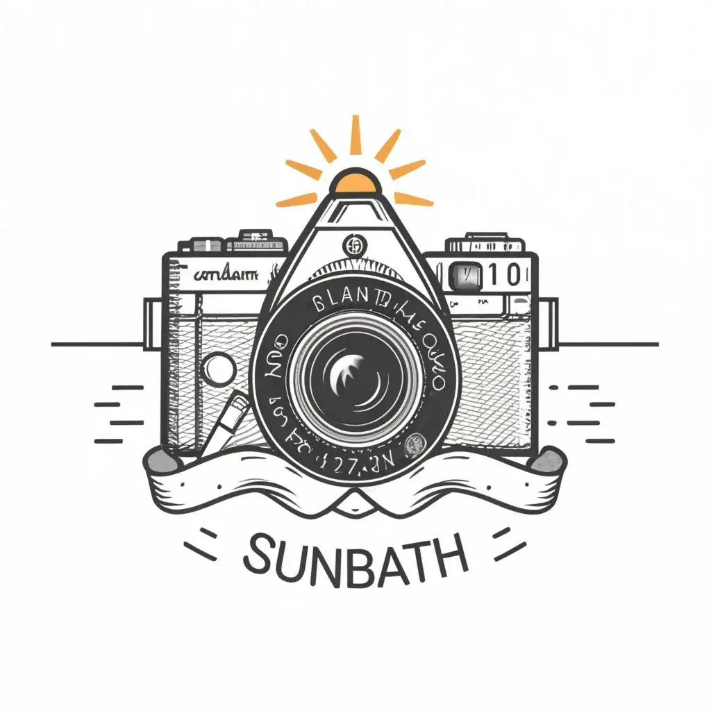 logo, CAMERA, with the text "SUNBATH", typography