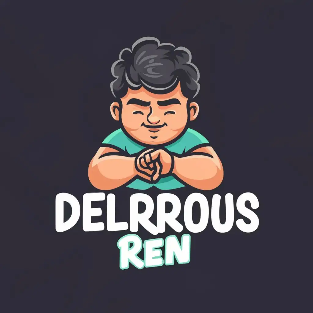 logo, chubby latino boy looking at his wristwatch, with the text "Delirious Ren", typography, be used in Technology industry
