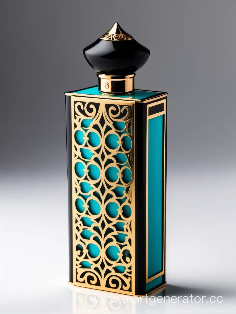 Elegant-Turquoise-and-Gold-Luxury-Perfume-Box-on-White-Background