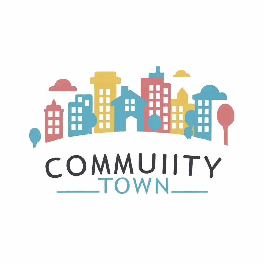 a logo design,with the text "Community Town", main symbol:town,complex,be used in Entertainment industry,clear background