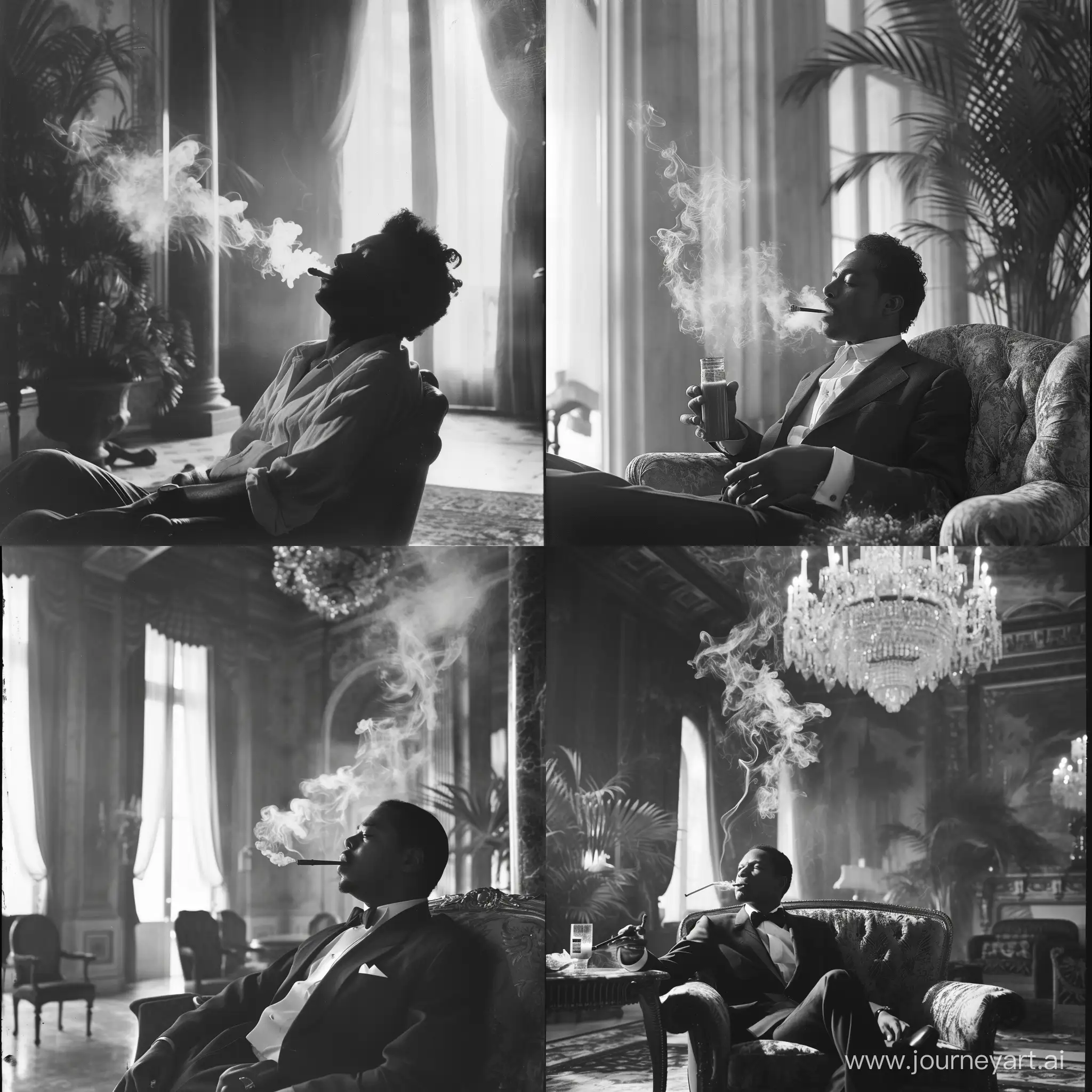 1950s Photo of juice wrld smoking in a mansion