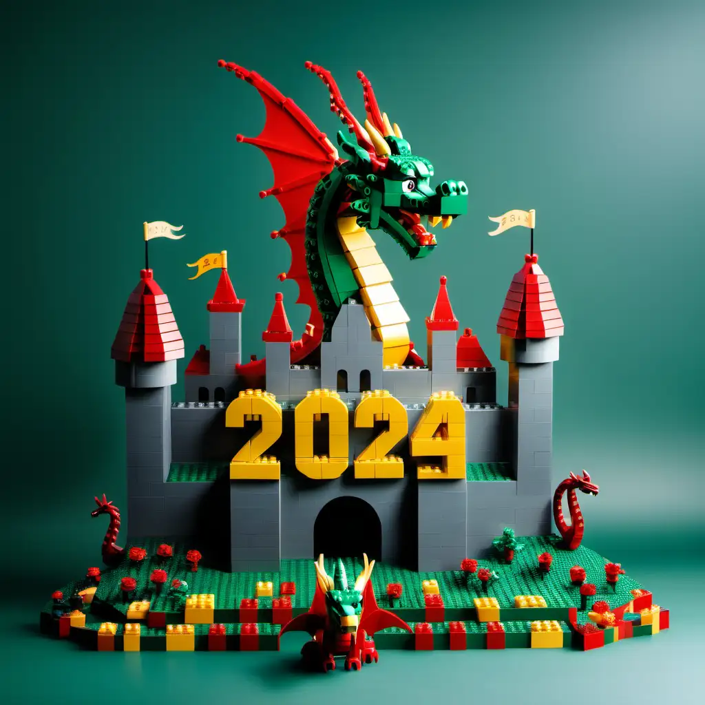 2024 New Year Dragon Lego Castle Creative Greeting Sculpture