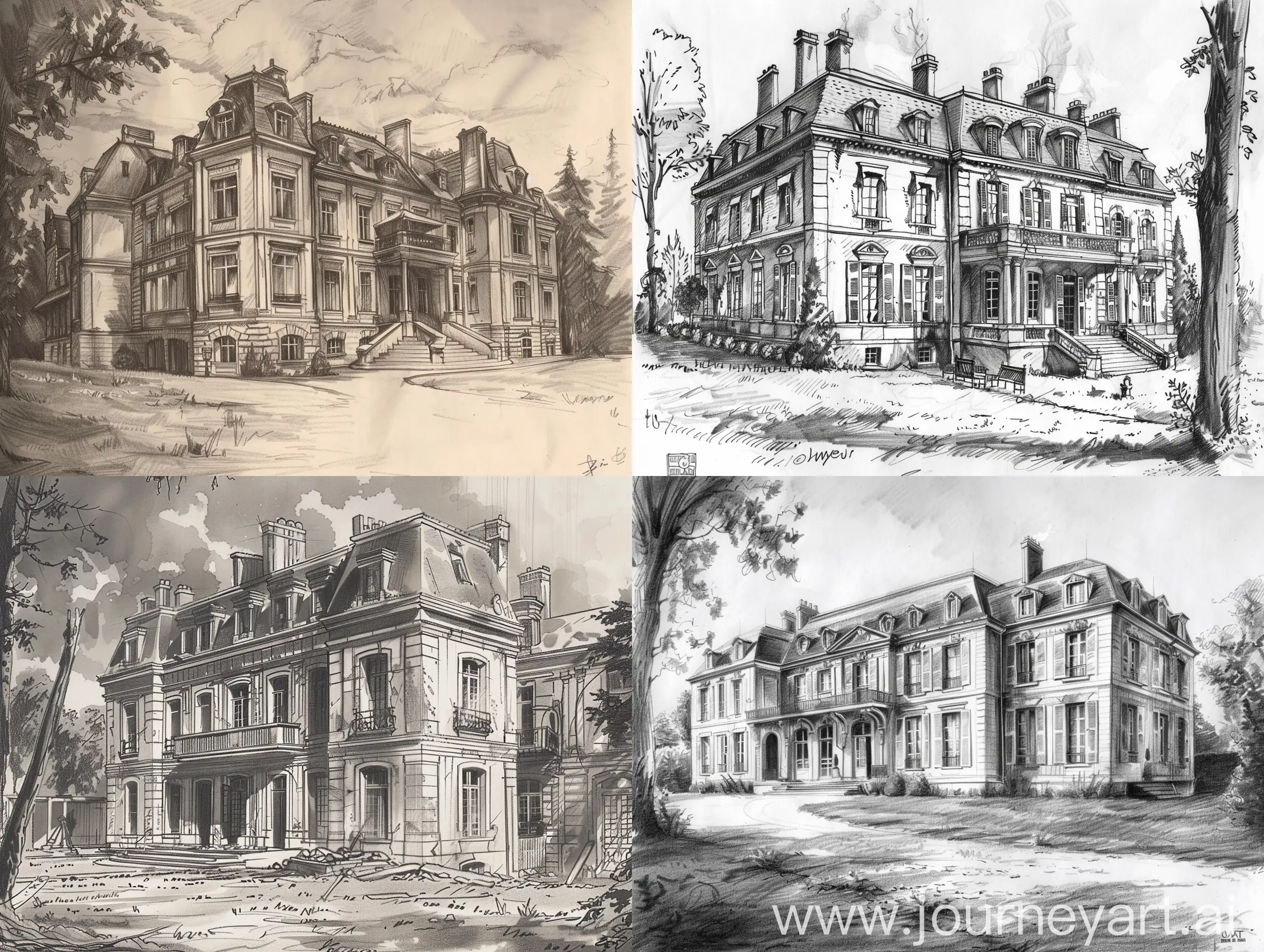 realistically draw a french mansion captured by the nazis during world war 2