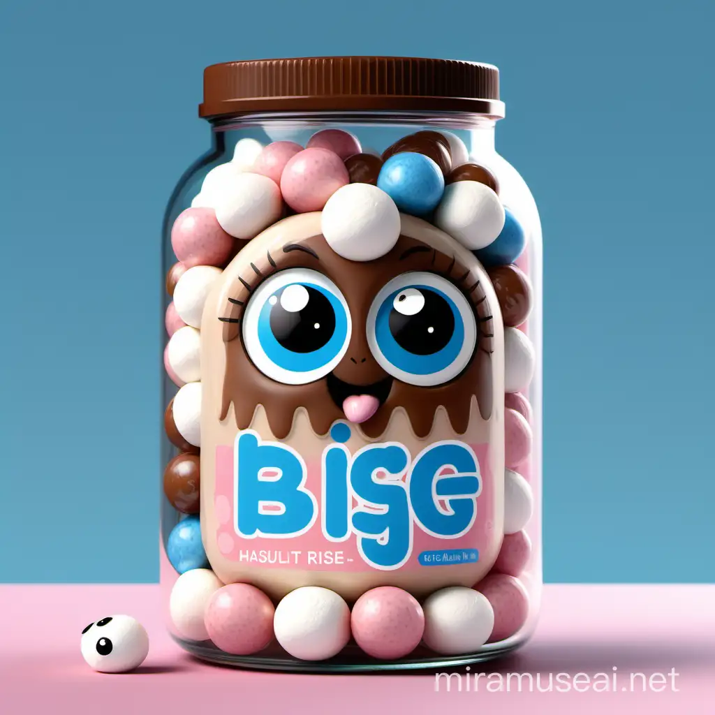 Adorable Character Label Design for Big Rise Marshmallow Hazelnut Cream Jar