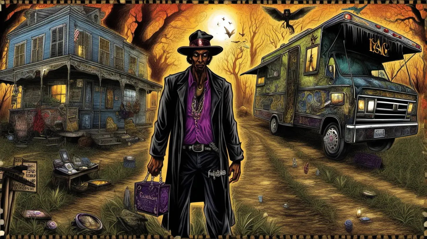 Introduce Isaac "Hex" Hawthorne, a once-respected sorcerer who has been run out of New Orleans by 
both law enforcement and the vodoun community, now scraping by as a mojo trinket maker, fortune 
teller, and overall voodoo scammer from his motorhome on the side of the lonely roads of Cajun 
Acadiana. H