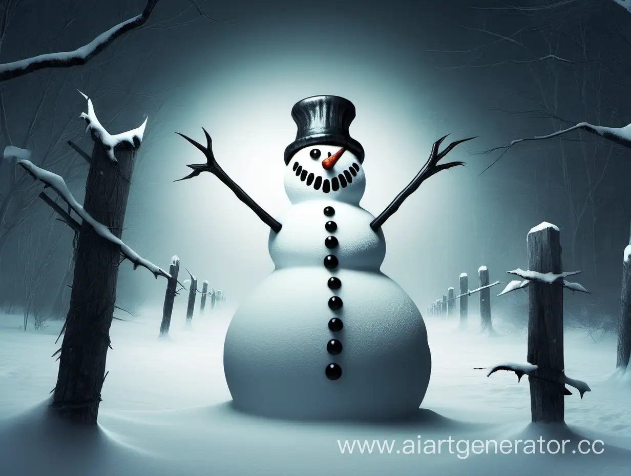 Menacing-Snowman-Stalks-Suburban-Street-at-Midnight