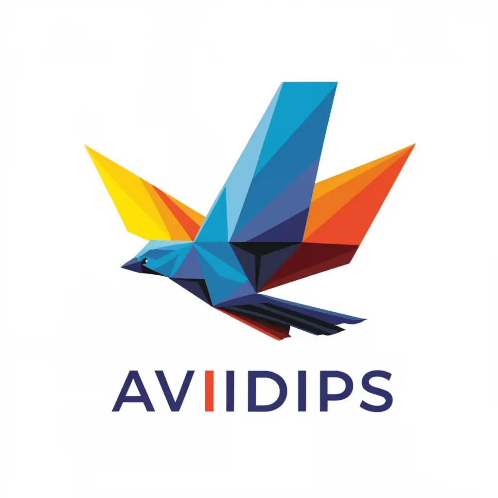 a logo design,with the text "AviDIPS", main symbol:The stylized, geometric bird silhouette representing the iconic Zimbabwe bird is positioned alongside an airplane symbol soaring upwards,Moderate,be used in Technology industry,clear background