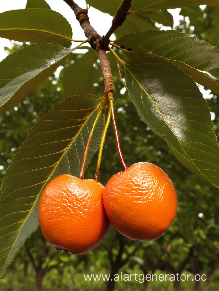 Vibrant-African-Cherry-on-a-Large-Orange-Background