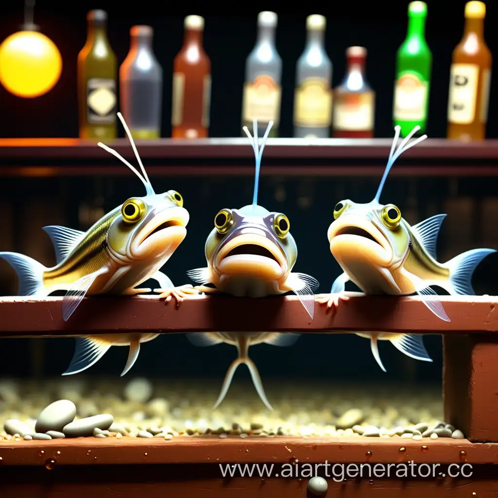 Three-Minnows-Enjoying-a-Drink-at-the-Bar