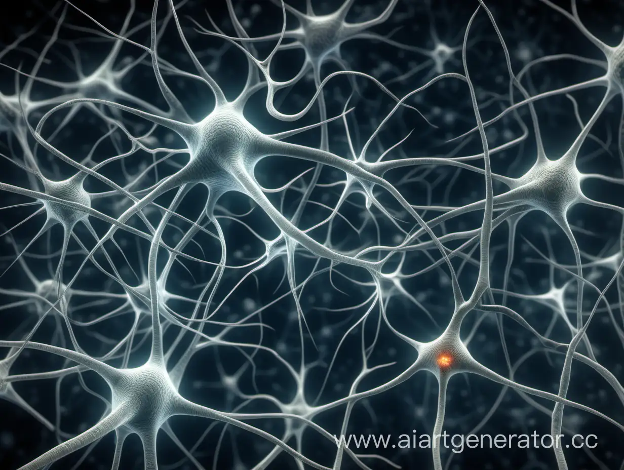 Нейроны мозга, на некоторых из них есть скопления некого вещества