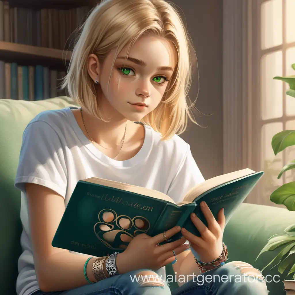 Charming-15YearOld-Girl-Reading-a-Novel-with-Stylish-Bracelet