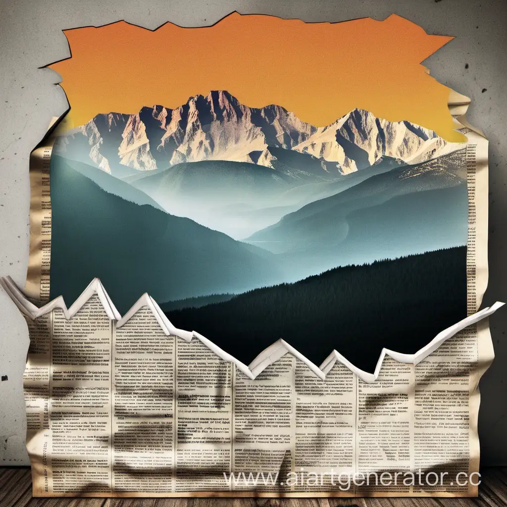 Scenic-Mountain-Landscape-on-Vintage-Newspaper-Poster