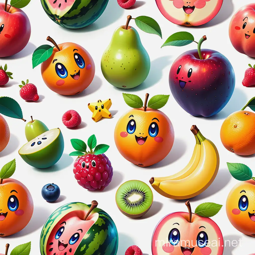 cartoonish playful fruits, nintendo