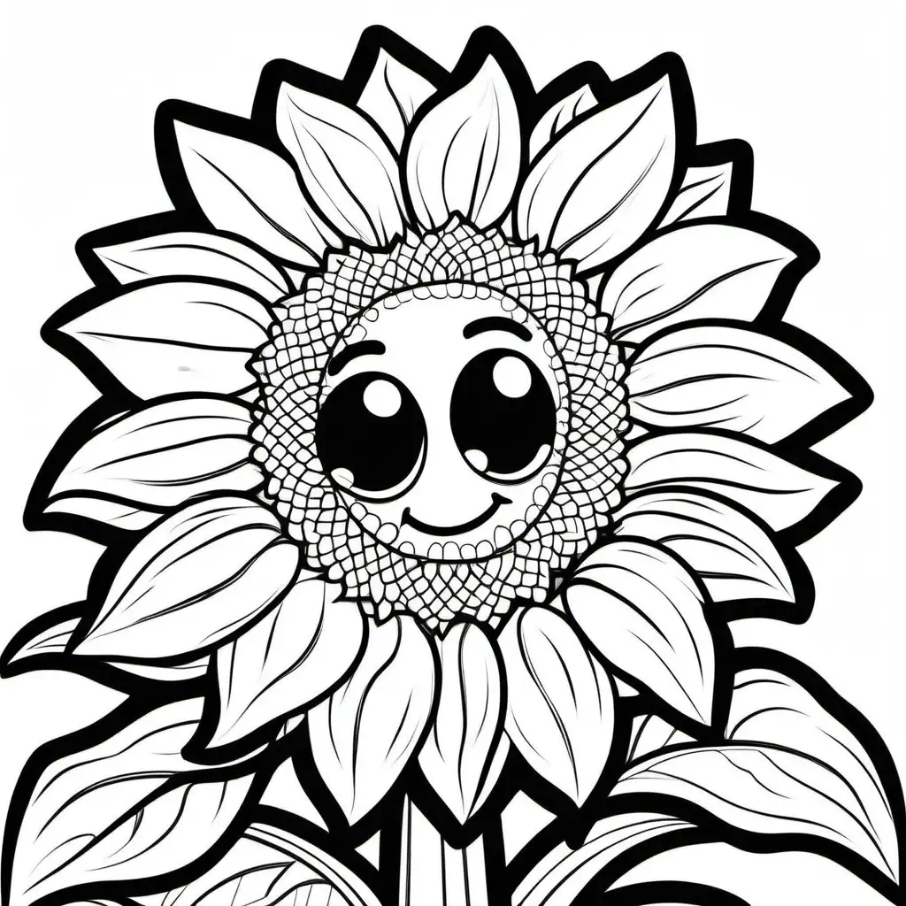 Simple Cartoon Sunflower Coloring Page