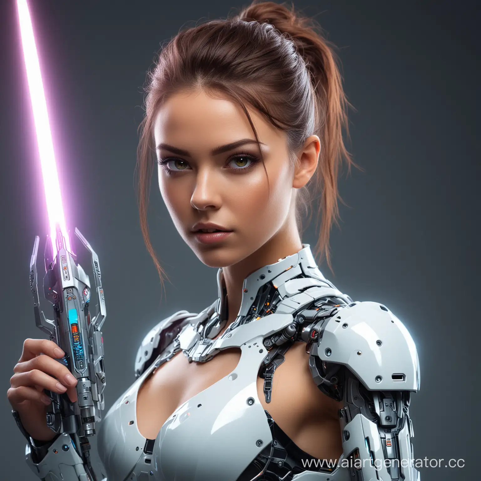 Cyborg-Warrior-Princess-Wielding-Luminous-Laser-Sword