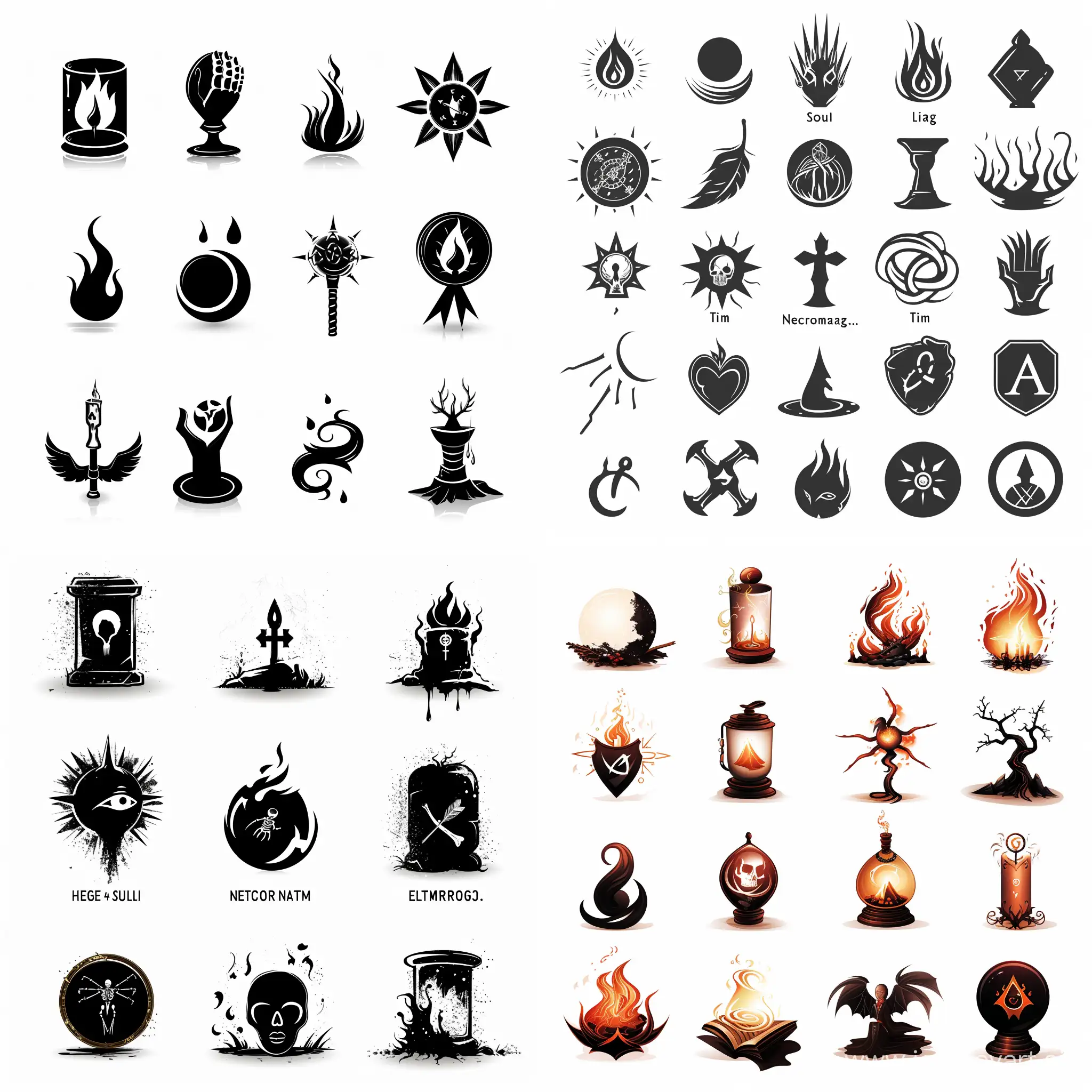 Dark-Fantasy-Vector-Icons-Conjuring-Light-Souls-Elementals-and-Necromancy