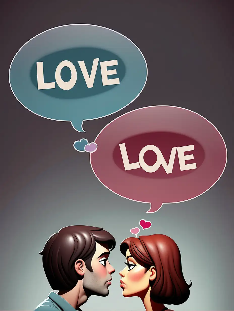 Romantic Love Concept with Empty Thought Bubble and Relationship Keywords