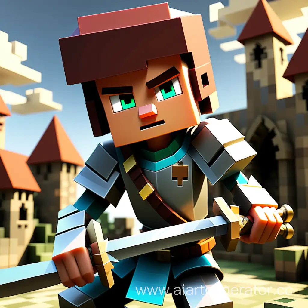 Minecraft-Young-Knight-Sharpening-Sword