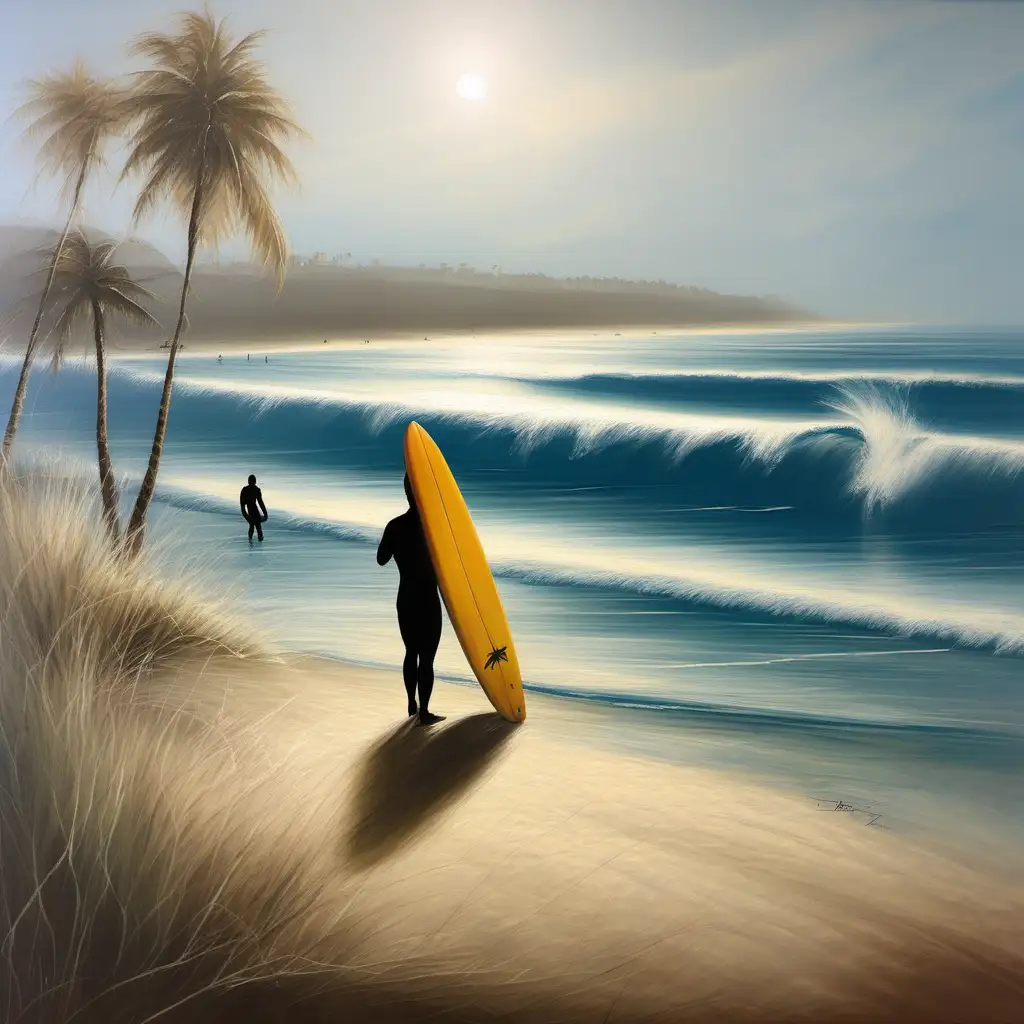 surfer beach painting