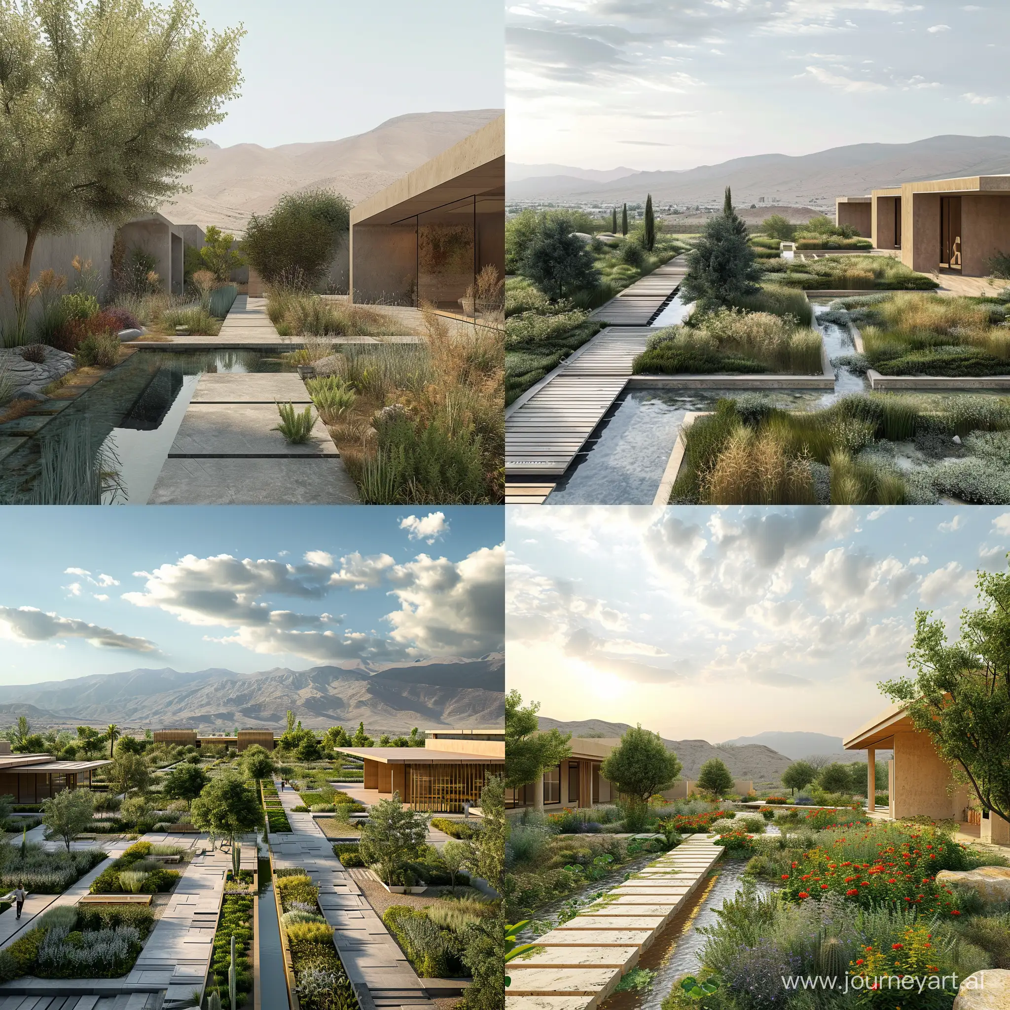 Designing an Iranian garden and spa center with a sustainable architectural approach in a hot and dry climate