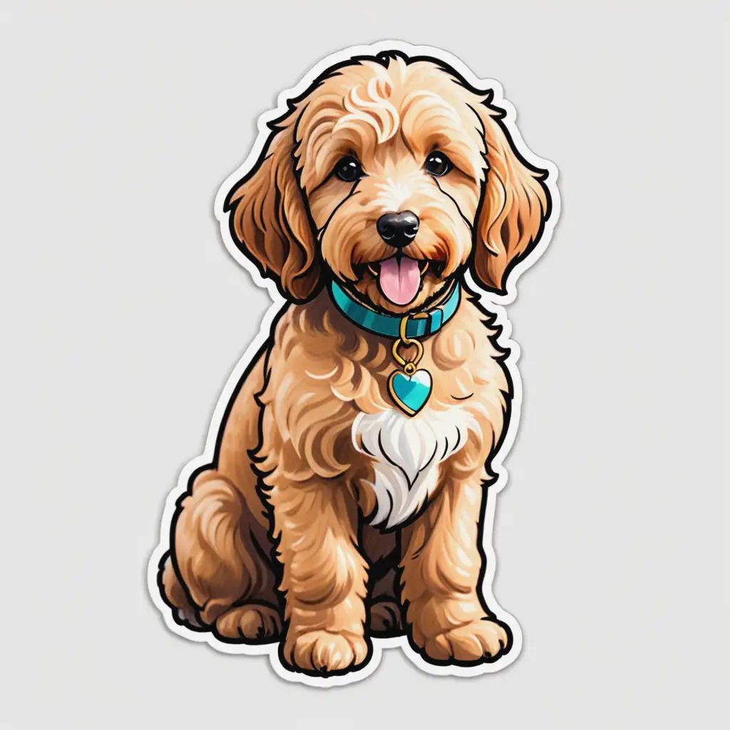 Goldendoodle Puppies Playing with Adorable Stickers