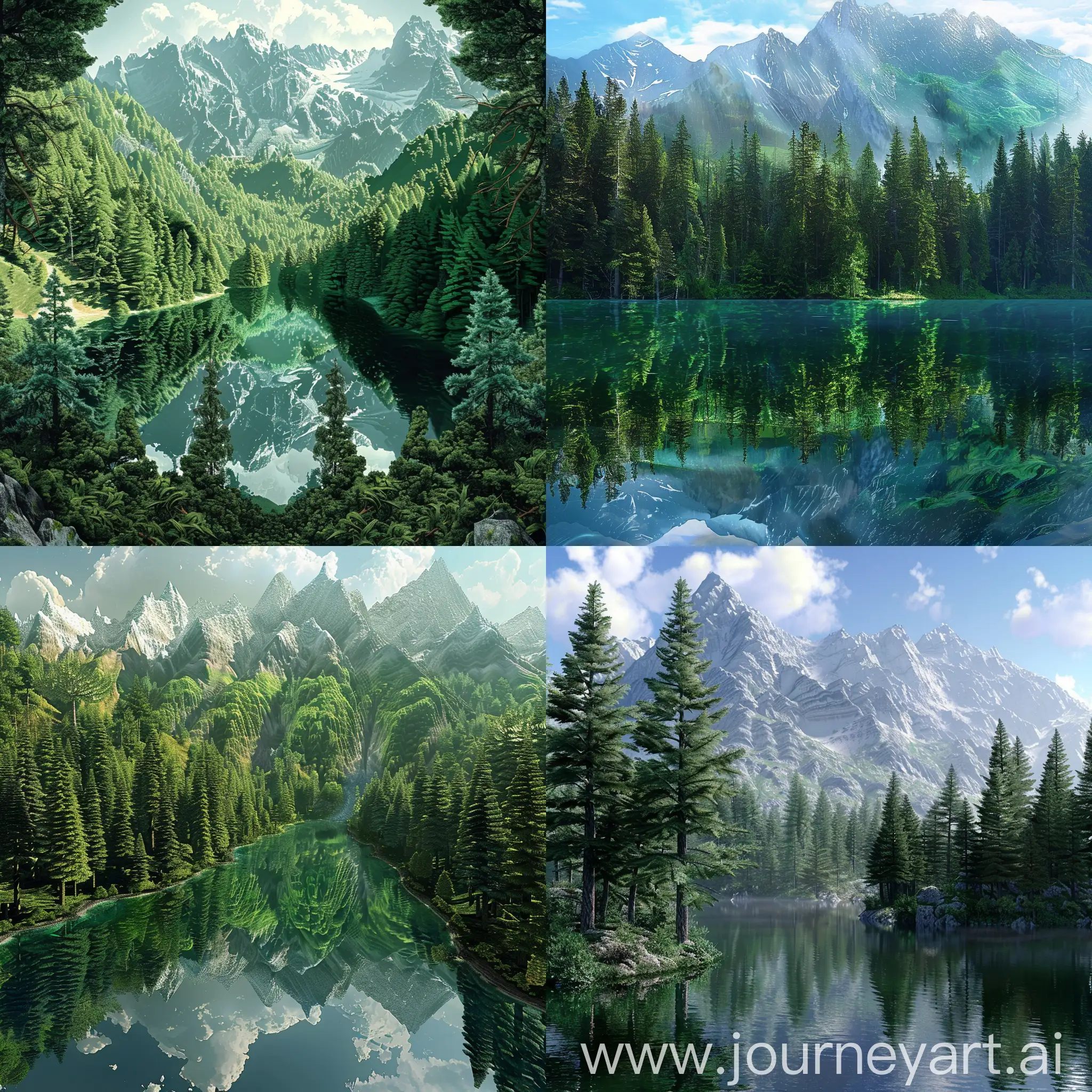 forest, lake, mountain, panorama, fractal