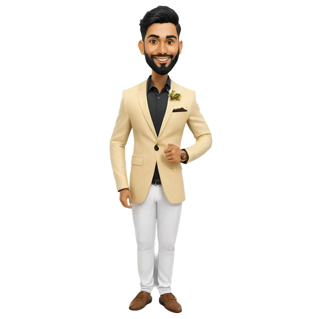 Creative-PNG-Caricature-Captivating-Desi-Groom-Illustration-for-Memorable-Occasions