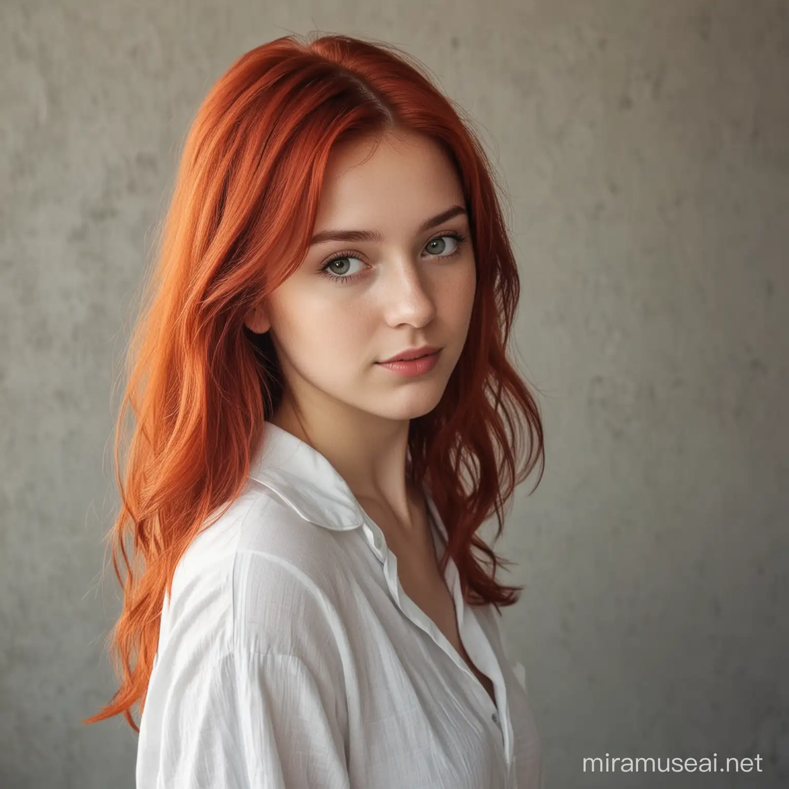 Vibrant RedHaired Girl in Enchanted Forest