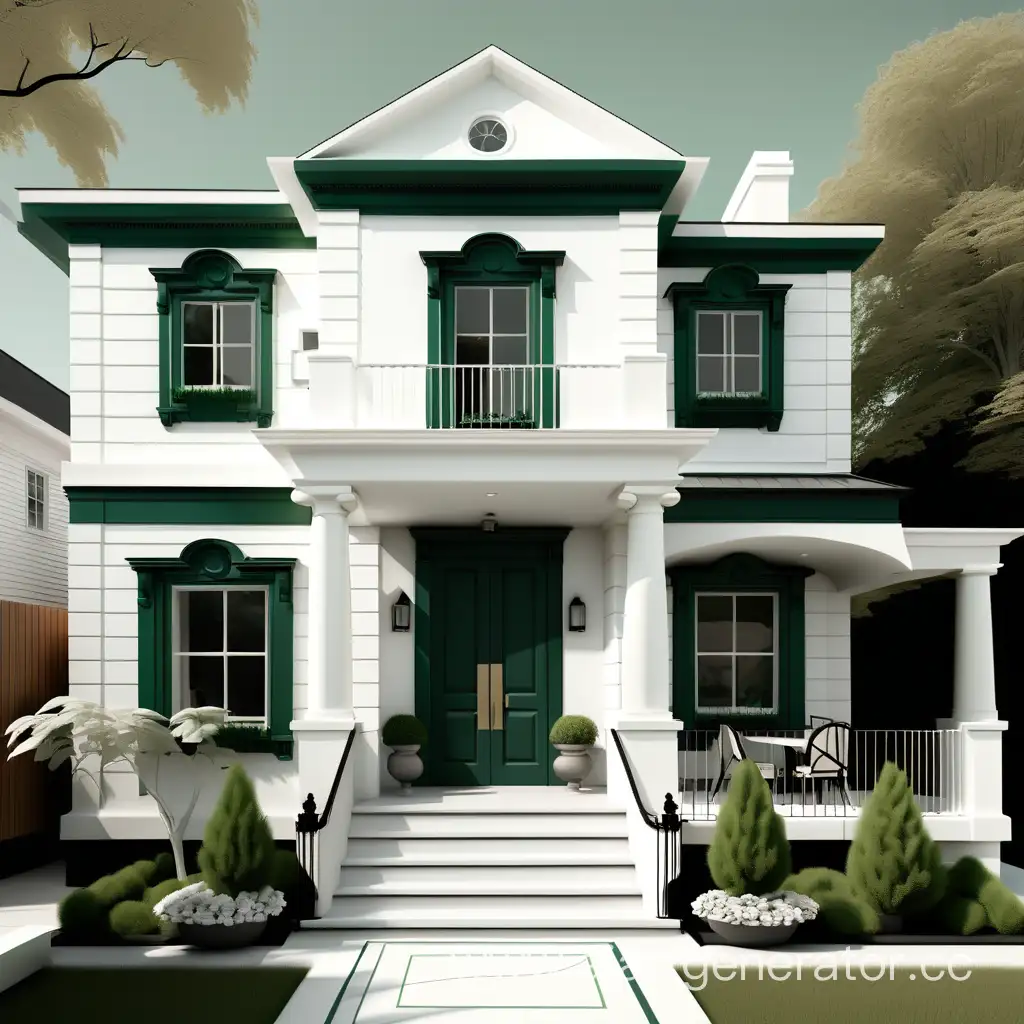 Charming-TwoStory-White-House-with-Deep-Green-Moldings-and-Patio