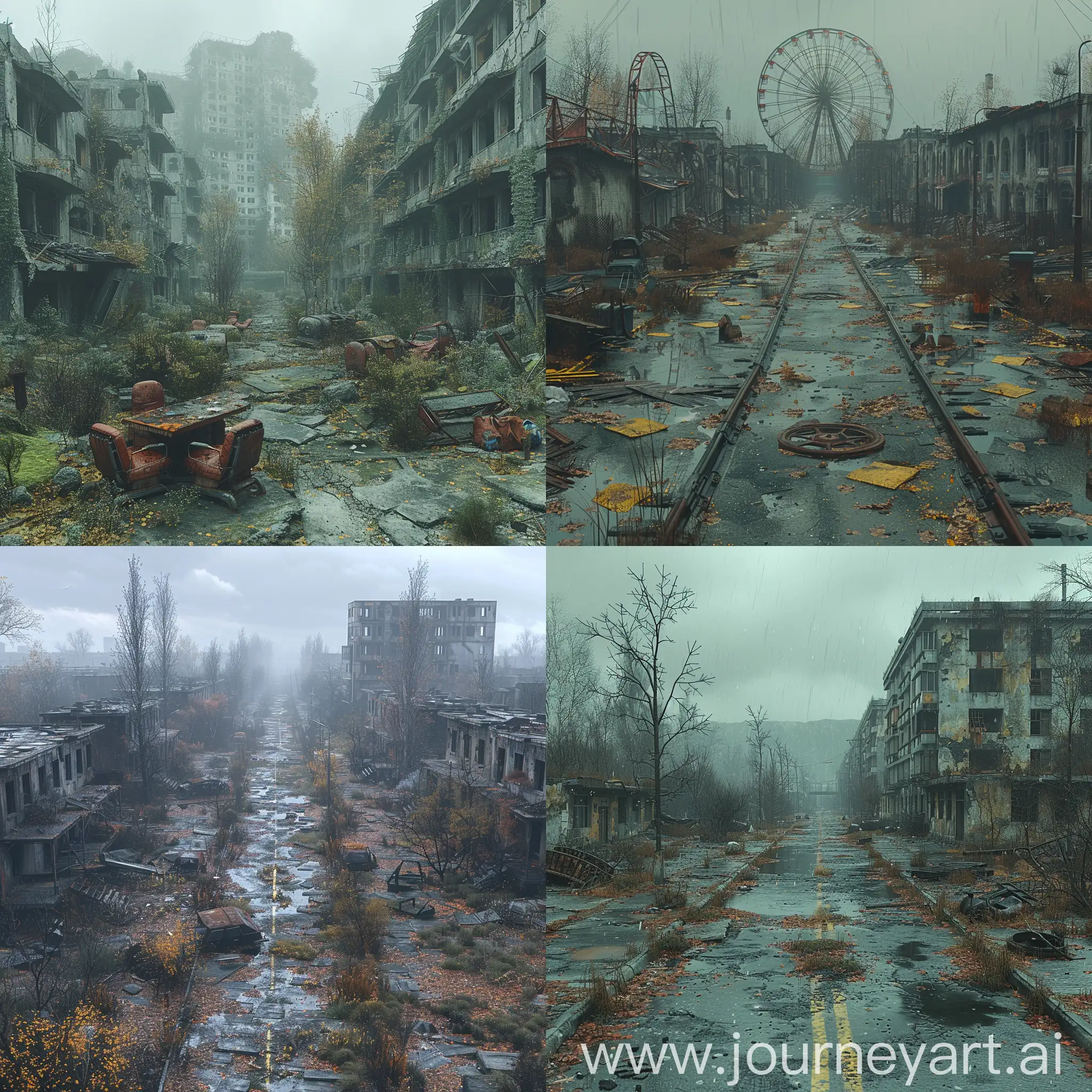 Futuristic Pripyat, by technocrats, octane render --stylize 1000