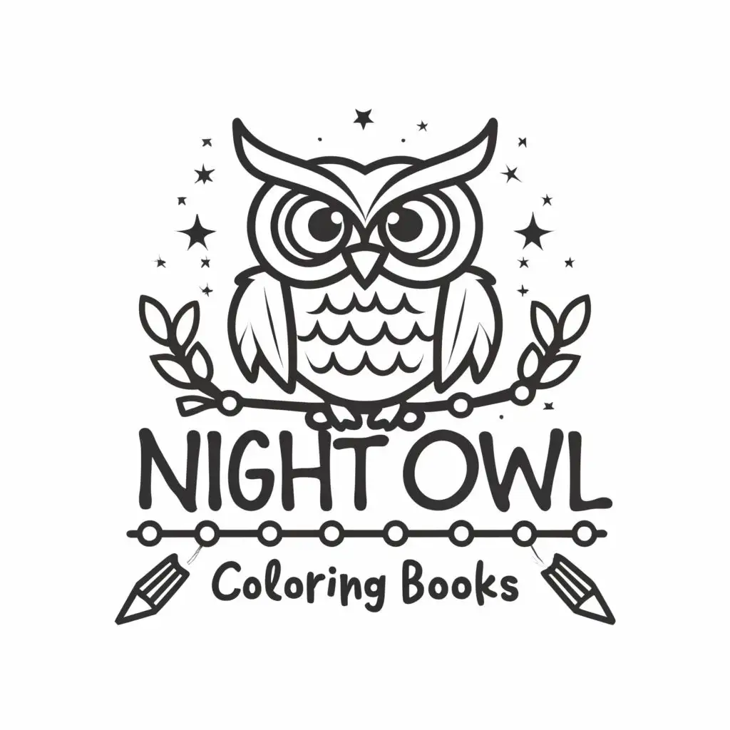 LOGO-Design-For-Night-Owl-Coloring-Books-Enigmatic-Owl-Symbol-with-Creative-Typography-for-Educational-Appeal