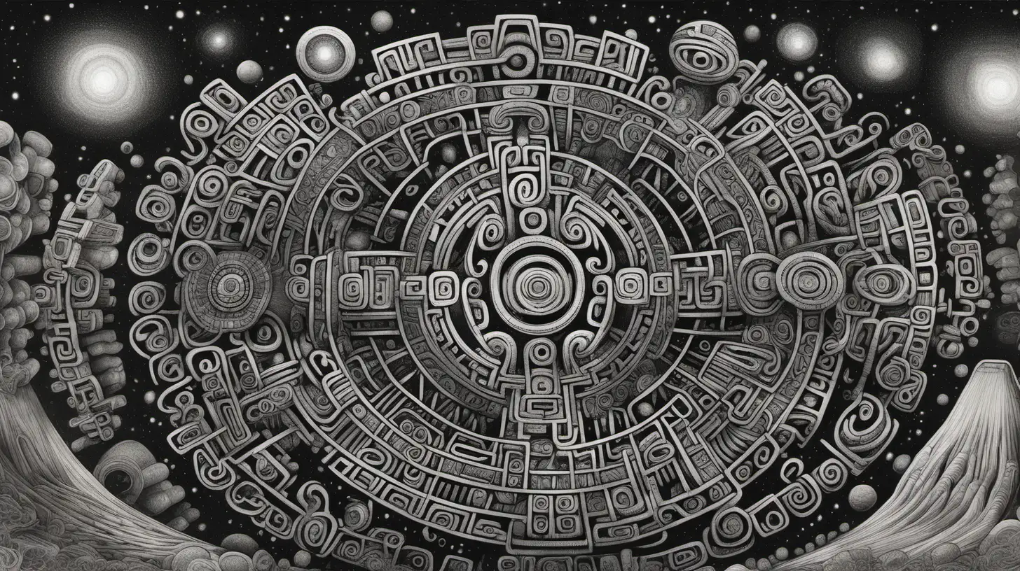 Dark multiverse mayan drawing 