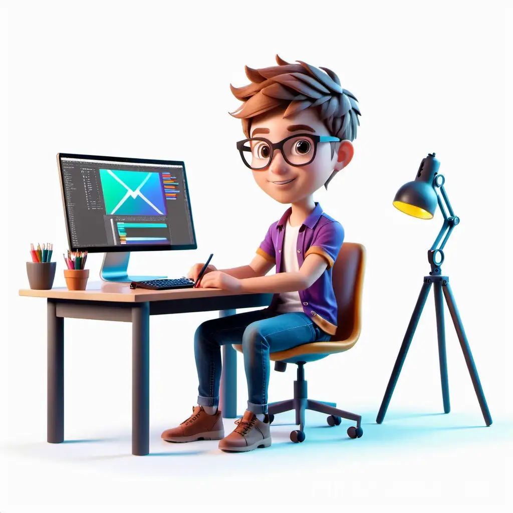 A graphic designer sitting behind a desk with a computer, designing graphics
CHARACTER
3d iso metric
(*png)
no background