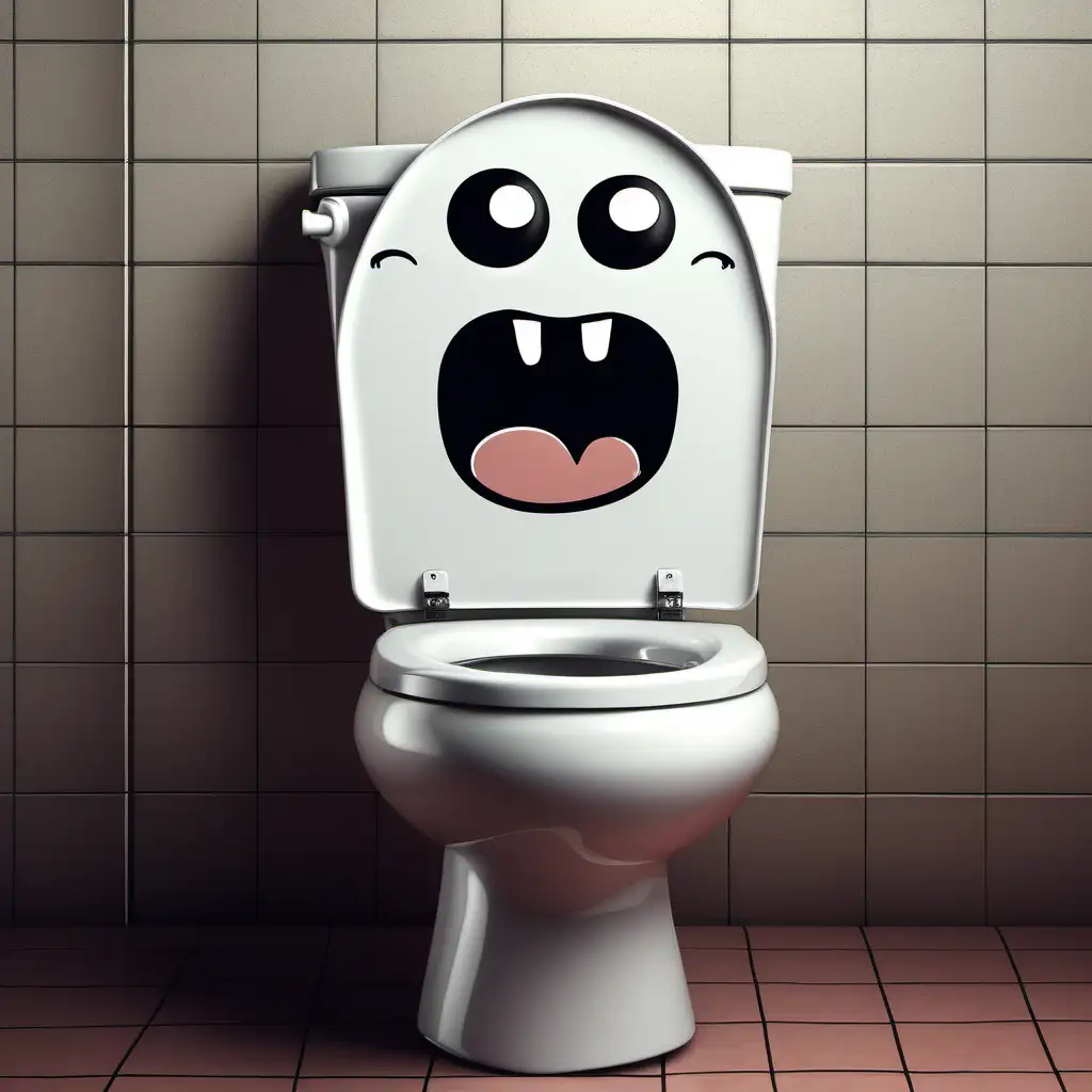 Whimsical Cartoon Toilet with Expressive Features