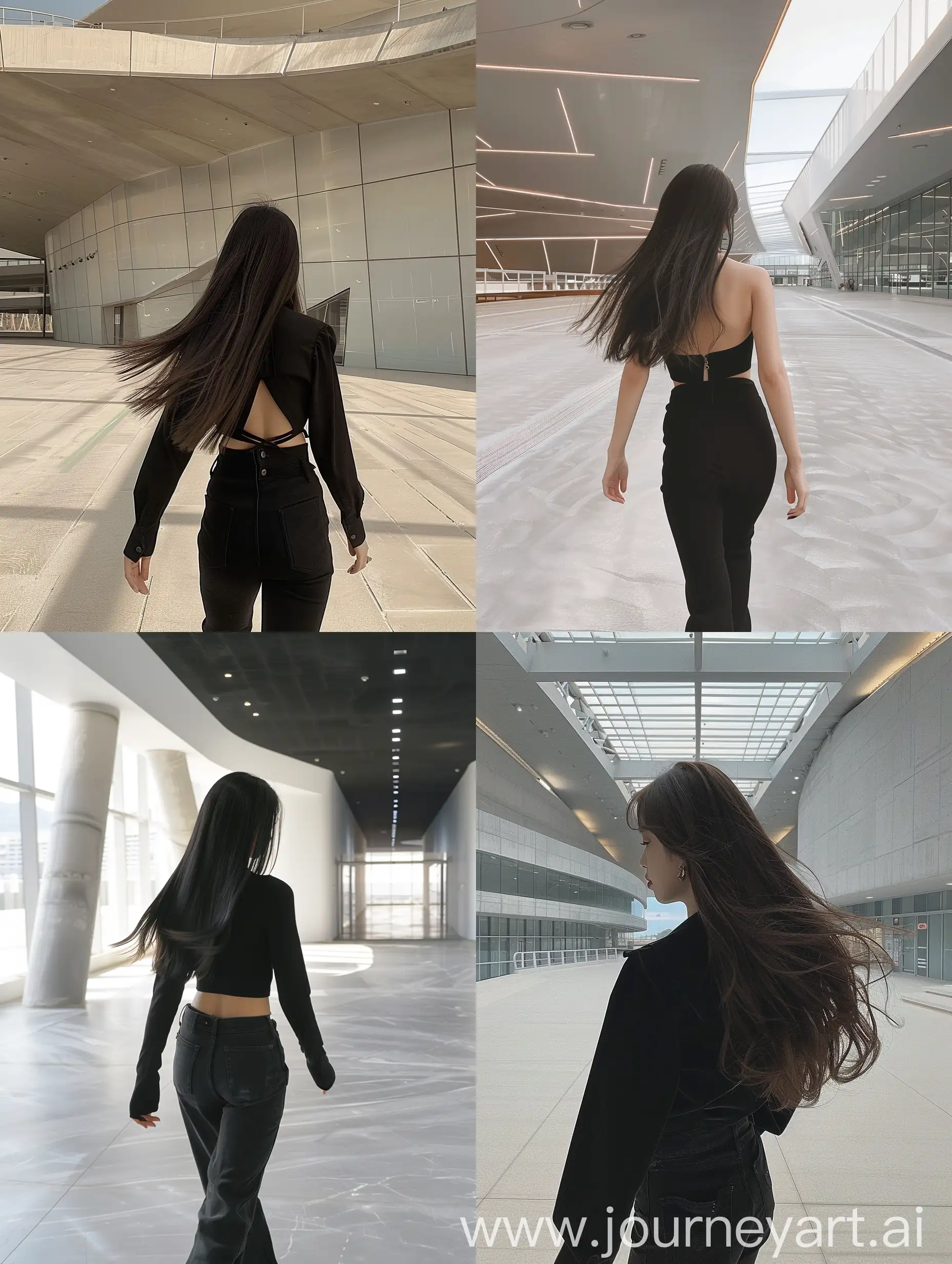 Chic-Aesthetic-Selfie-Blackpinks-Jennie-Strolls-Through-an-Empty-Modern-Hall-with-MediumLength-Hair