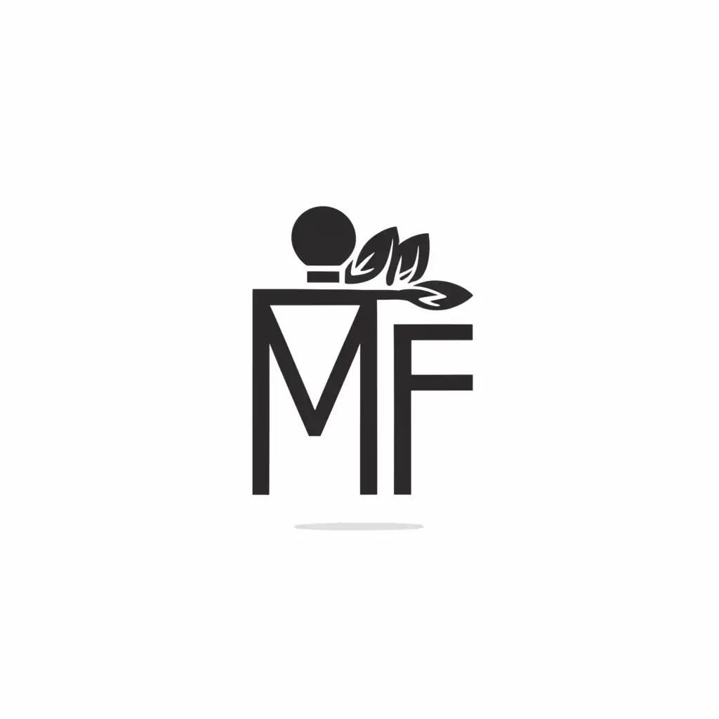 a logo design,with the text MF, Write the word perfume at the bottom, main symbol:perfume,Minimalistic,be used in Beauty Spa industry,clear background