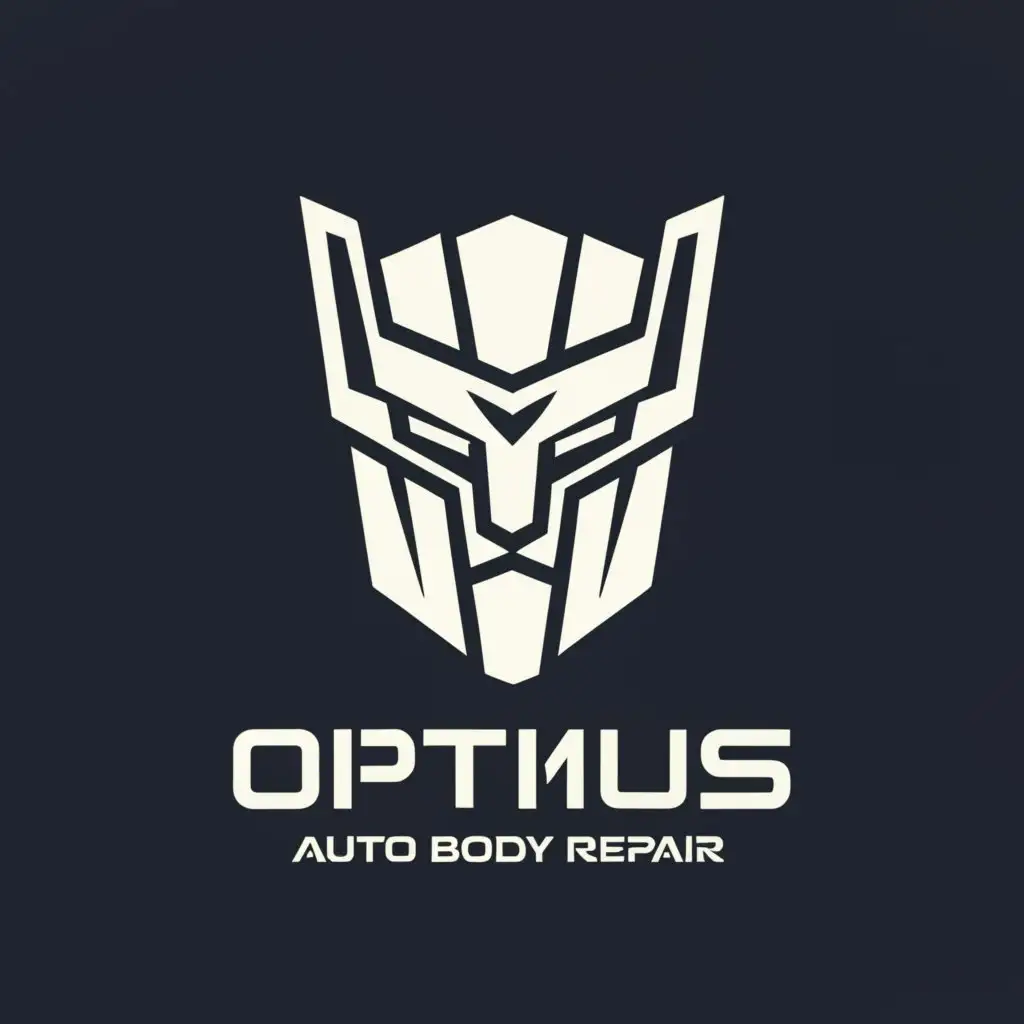 a logo design,with the text "Optimus AUTO BODY REPAIR", main symbol:autobots, futuristic, dynamic, monochrome,Moderate,be used in Automotive industry,clear background
