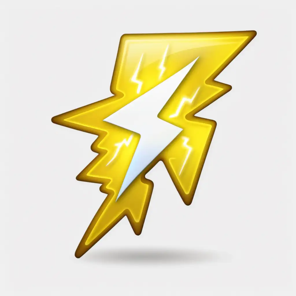 Vibrant Yellow Lightning Emoji with White Outline on Clear Background