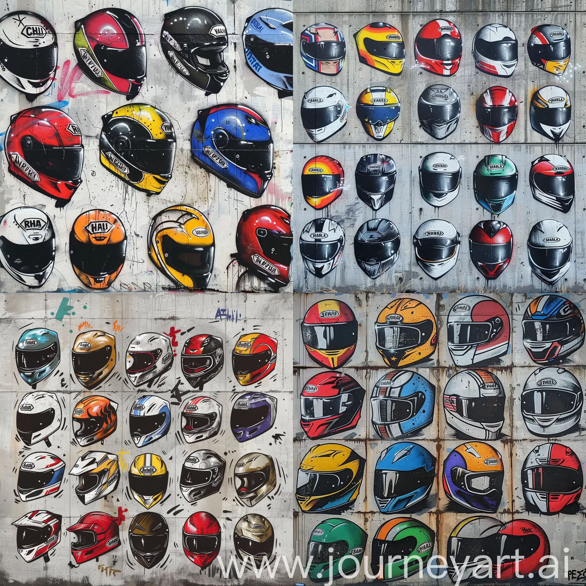 Vibrant-Motorcycle-Helmet-Graffiti-Wall-Art
