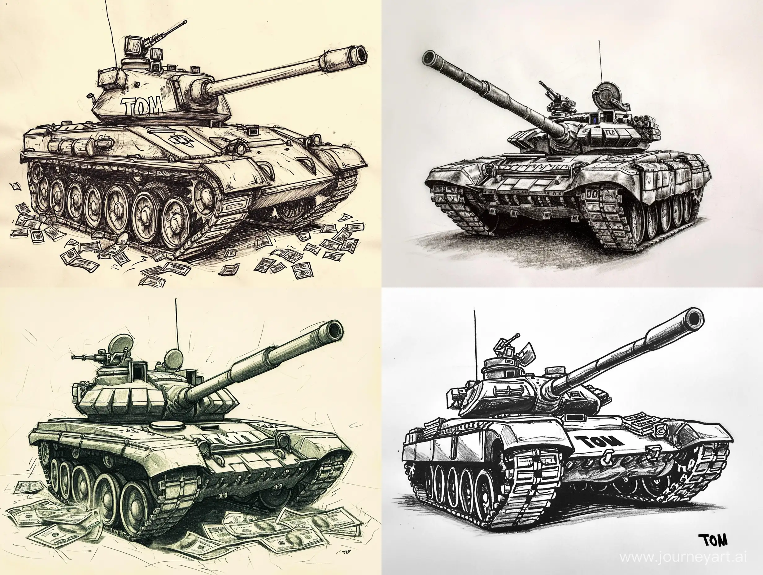 Military-Power-and-Wealth-Display-Illustration-of-a-Tank-Amidst-Abundance
