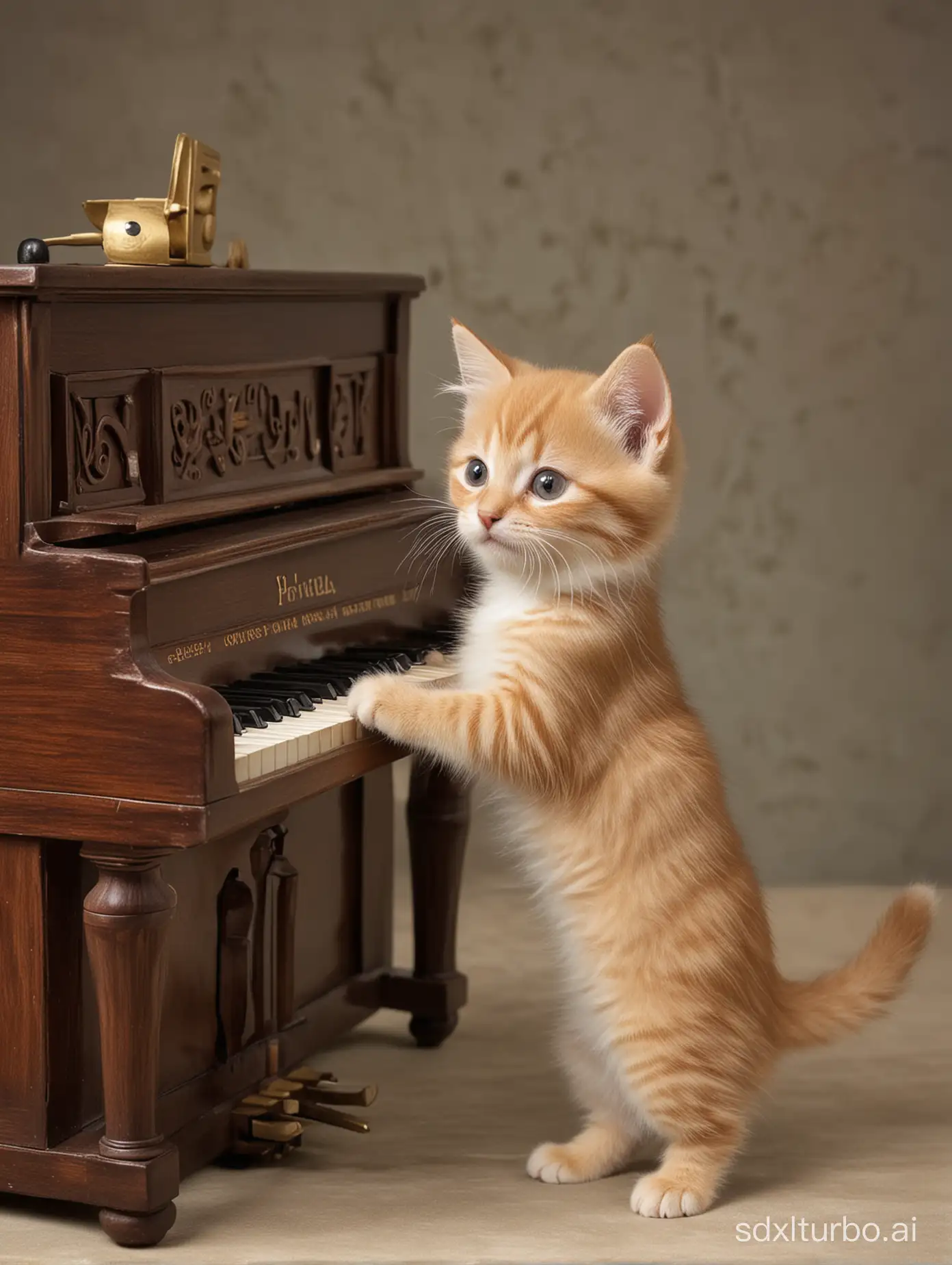ANTHROPOMORPHIC KITTEN playing piano