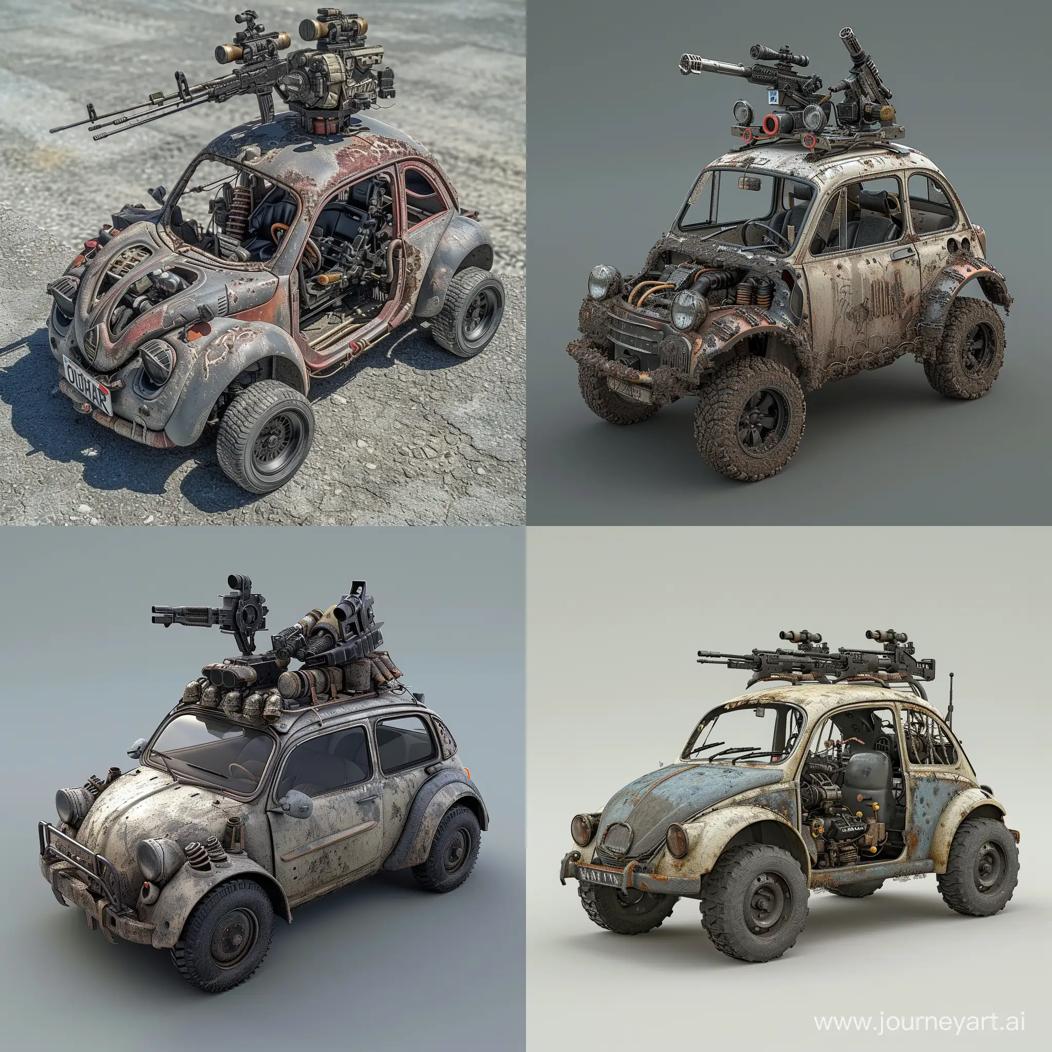 a small car without a body and other things, only the engine and everything you need from the chassis, there are 2 mini-machine guns on top, the car itself is covered with armor